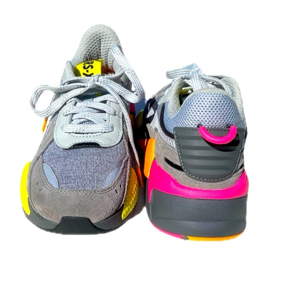 PUMA RS-X Highlighter Jr ‘High Rise Ultra Grey-Flou Pink’ Size 4.5 - Picture 7 of 12